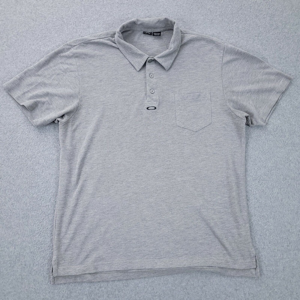 Oakley Polo Shirt XL Golf Gray Short Sleeve Cotton Blend Size Mens